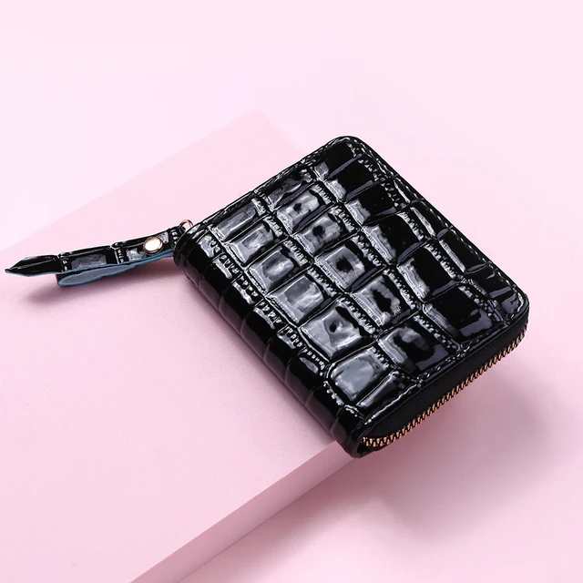 Short Wallets for Women Serpentine Leather PU Luxury Brand Girls Student Coin Purse Card Holder Ladies Clutch Money Bag black