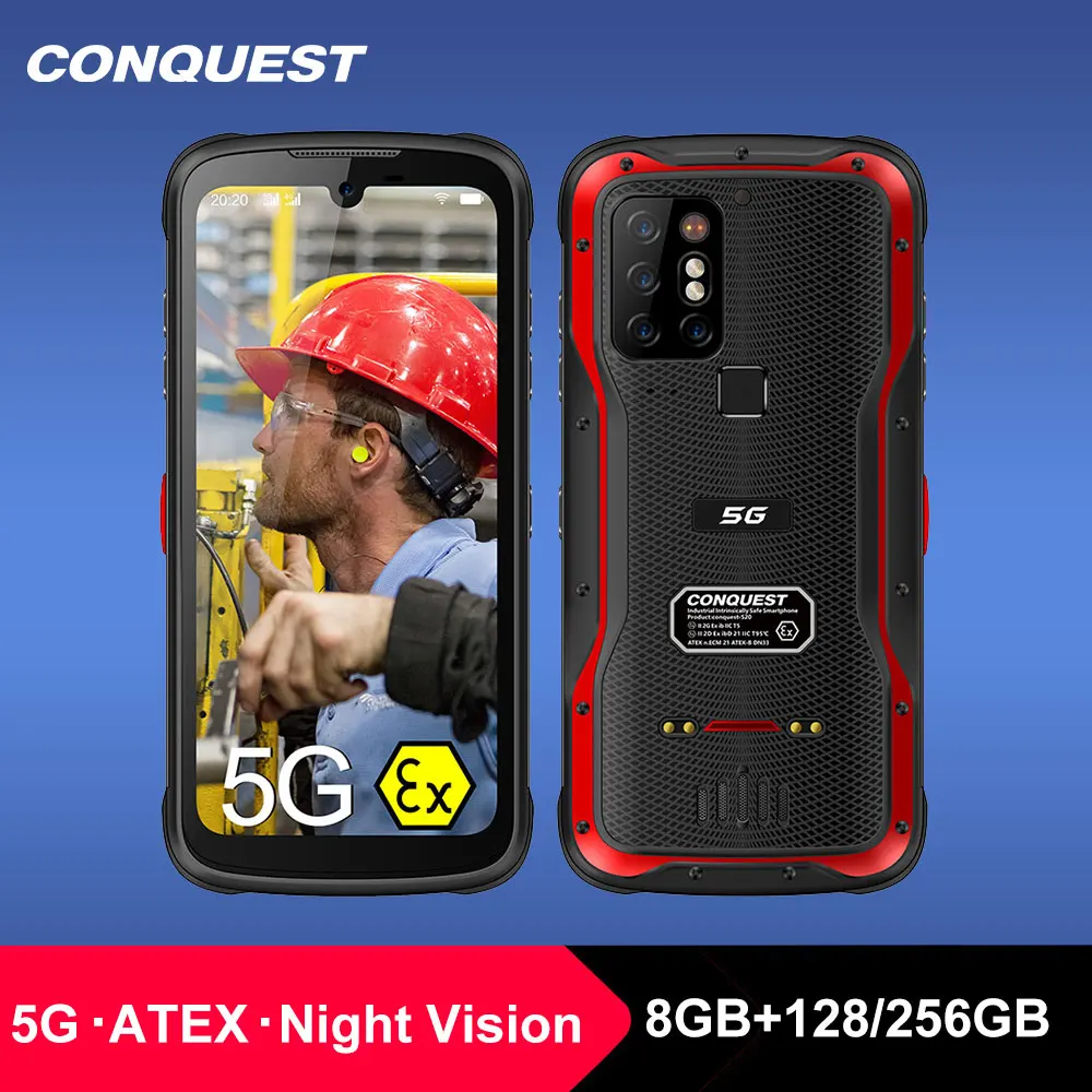 2021 CONQUEST S20 ATEX смартфон с функцией ночного видения водозащитой IP68 камерой 48 МП 8 ГБ