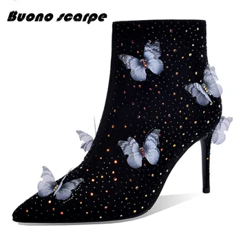 

2020 Winter Hot Quality Stiletto Boots New Arrive Fashion Party Wedding Shoes Sexy Stiletto Heels Pointed Toe Women Ankle Boots
