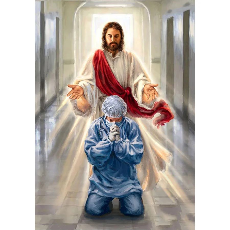 diamond Painting Jesus and the doctor prayer Full Square/Round drill 5D DIY embroidery Rhinestones mosaic Decoration | Дом и сад