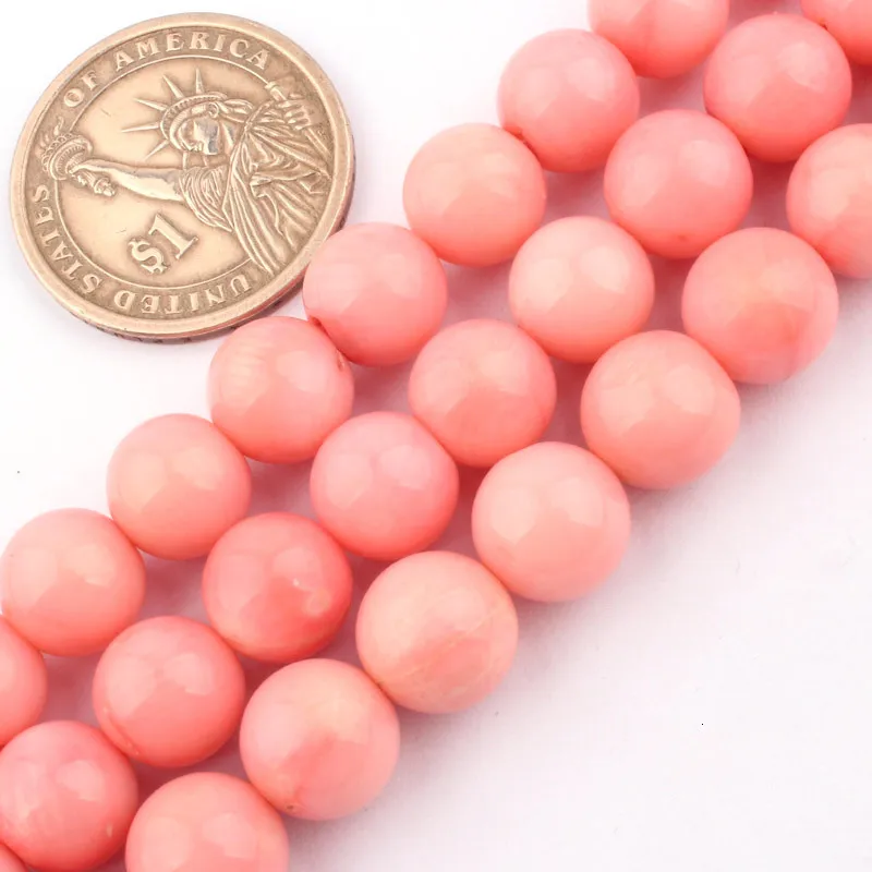 2,3, 4,6, 7,8, 10 мм Гладкие Круглые бусины розовый коралл натуральный камень бусины для DIY Ожерелье Браслеты ювелирных изделий 1"