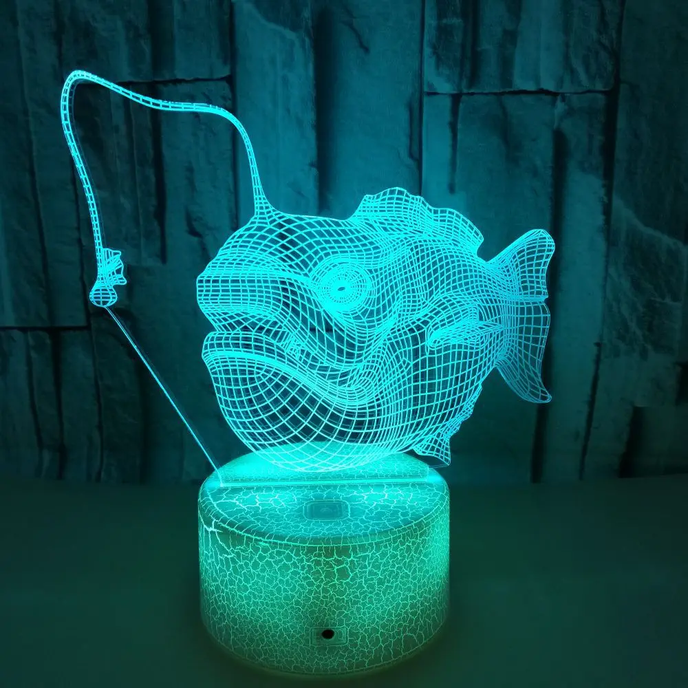 

Foreign Trade New Style Fish 3D Creative Rainbow Color Small Night Lamp Touch Table Lamp USB Power Supply Acrylic 3D Lamp