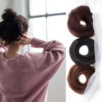 

DIANQI synthetic chignon brown black bun hair donut roller hairpieces high temperature fiber can messy bun for women extensions