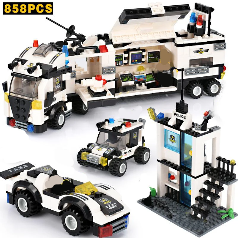 

825+PCS SWAT Series Blocks Compatible LegoINGlys City Police Truck Building Blocks Ship Helicopter DIY Bricks Toys for Children