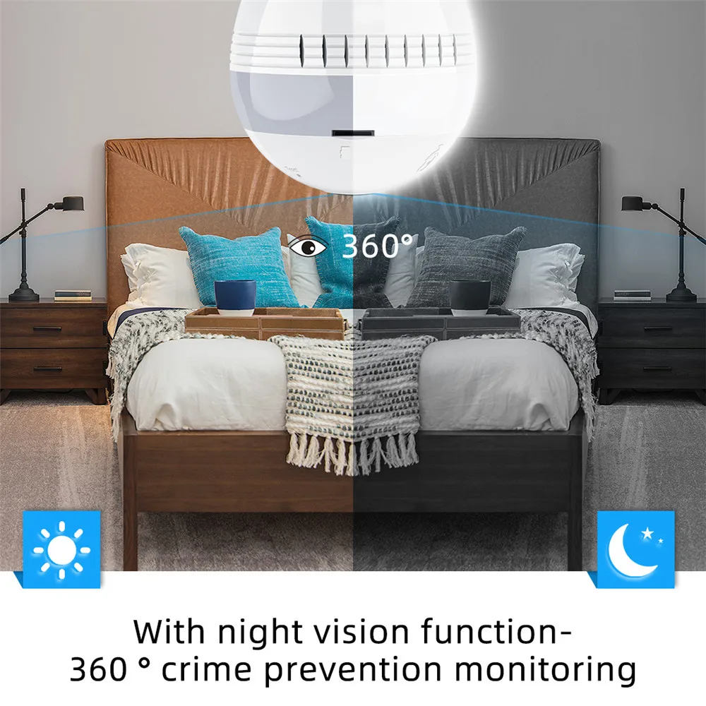 360 градусов светодиодный светильник камера 1080P Беспроводная панорамная Домашняя безопасность WiFi CCTV рыбий глаз лампа ip-камера в форме лампы Домашняя безопасность dropshipp