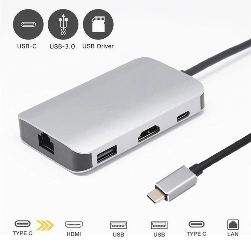 USB-C концентратор type C к type-c/HDMI/USB3.0/USB2.0/SD2.0/TF2.0/NIC Интерфейс адаптер для MacBook samsung S8/S9 huawei P20 Pro