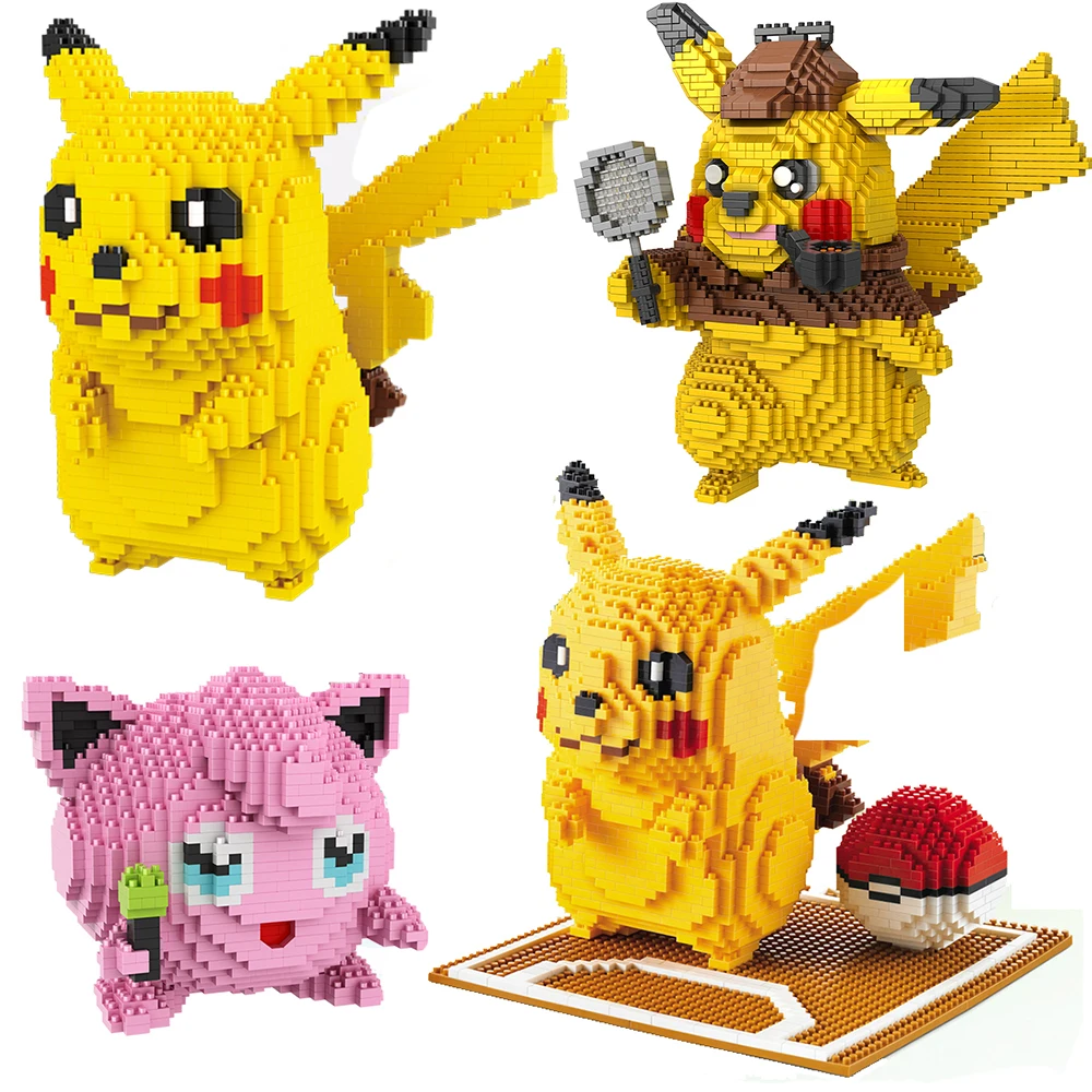 Poke аниме комплекты Pikachued алмаз мини микро блоки конструкторных блоков, Детские кубики, игрушки для игры