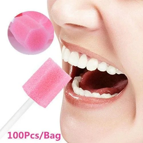 100 개 13.5cm 일회용 구강 관리 스폰지 헤드 면봉, 치아 청소, 스틱 포함, 의료용, 치과 사용 도구 도매 2