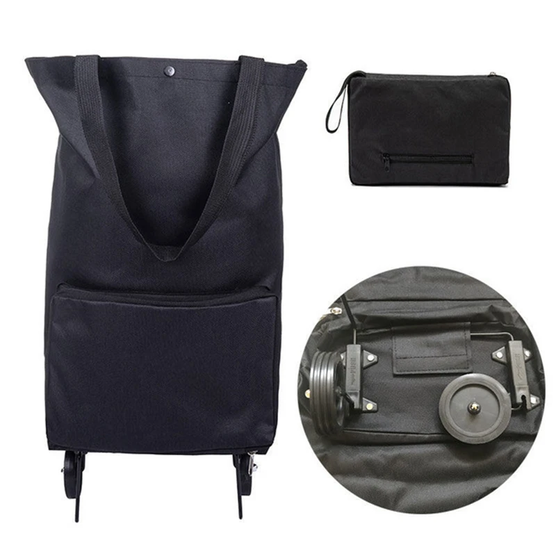 Trolley-Bag Wheels Folding Reusable Storage New with Convinient Pull-Cart
