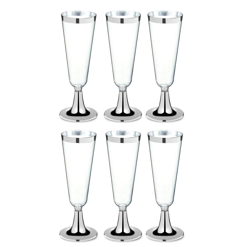 

6Pcs Disposable Plastic Red Wine Glass Champagne Flutes Glasses Cocktail Party Wedding Drink Cup Christmas Western Cuisine Cup S