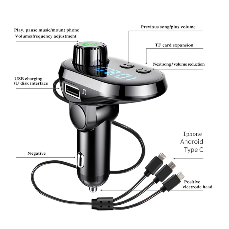 3USB быстрое зарядное устройство Bluetooth FM передатчик для автомобиля Fm модулятор Handsfree держатель телефона беспроводной радио адаптер автомобильный комплект