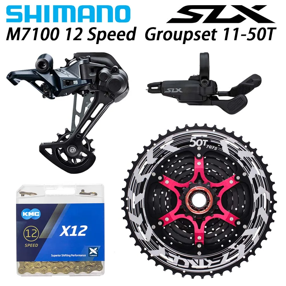 SHIMANO DEORE SLX M7100 комплект горного велосипеда MTB 1x12-Speed 52T SL+ RD+ zracing+ KMC X12 M7100 переключатель заднего хода - Цвет: M7100 X12Gd 11-50T