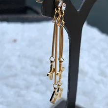 Kpop маленькие длинные золотые серьги-гвоздики, аксессуары ювелирные изделия корейская мода дамы brincos серьги из нержавеющей стали ювелирные изделия