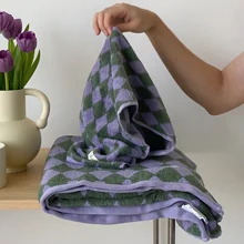 

Retro Plaid Pure Cotton Beach Bath Towel Striped Absorbent Bathroom Towel Home Hotel Outdoor Comfortable Towels Hand Towel