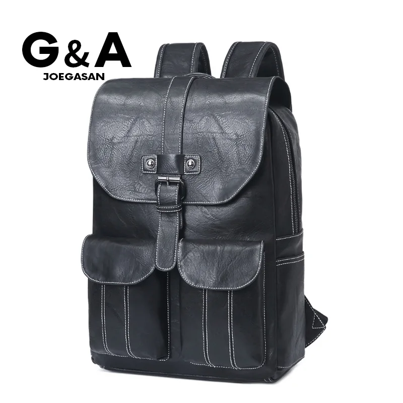 

Qiao jia zha 2019 New Style Men's Backpack White Car Suture Fashion Business Men Soft Leather Computer Casual Backpack
