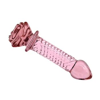 Ladies Rose Glass Wand Dildo Crystal Penis for Female Vagina Anal Butt Massage Realistic Dildo Erotic Goods 1