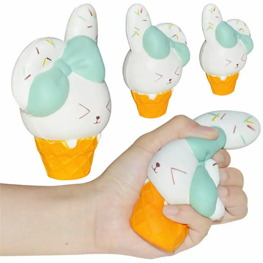 Artificial Ice Cream Rabbit Toy Gift Slow Rising Cute Kids Squeeze Toy Pressure Relief Hot - Цвет: Молочно-Белый
