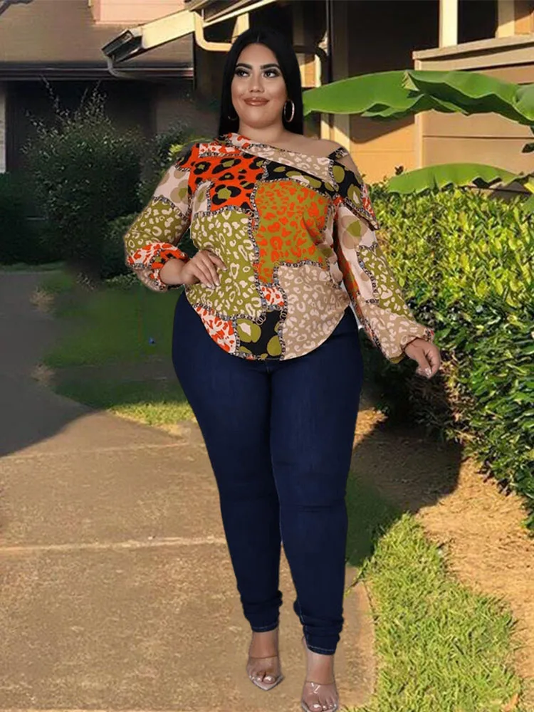 Casual Party Blouse For Plus Size Blouse Slash Neck Womens Polyester