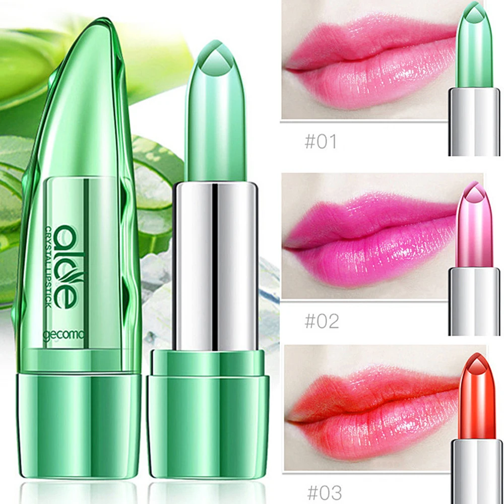 

Natural Aloe Vera Lip Balm Temperature Changed Color Lipstick Long Lasting Moisturizing Pink Magic Lip Nourish Care Makeup TSLM2