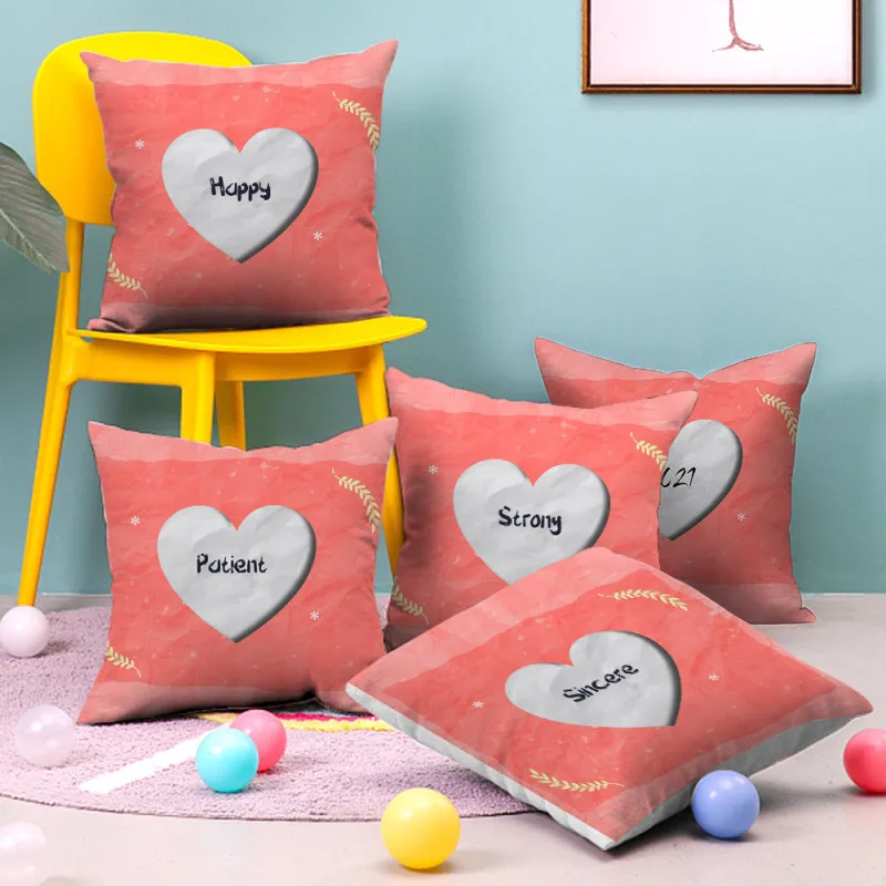 

Fuwatacchi Christmas letter Cushion Cover Polyester Printed Throw Pillow Covers for Home Decor Pillowcases Funda Cojin 45x45cm