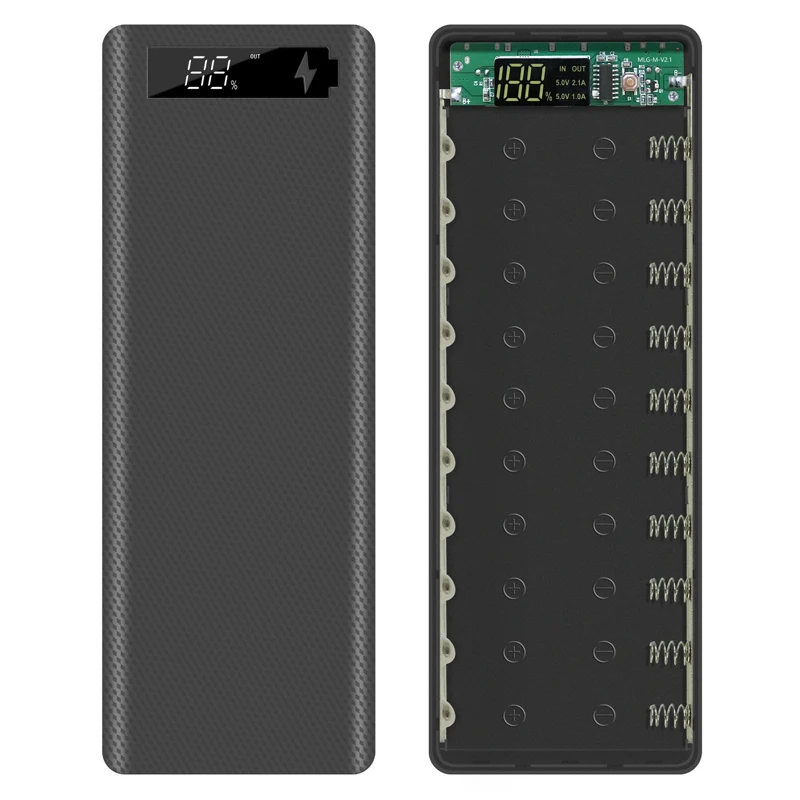 

Welding Free 10*18650 Power Bank Case Dual USB Digital Display 18650 Battery Holder Charging Box Smart Phone Charger DIY Shell