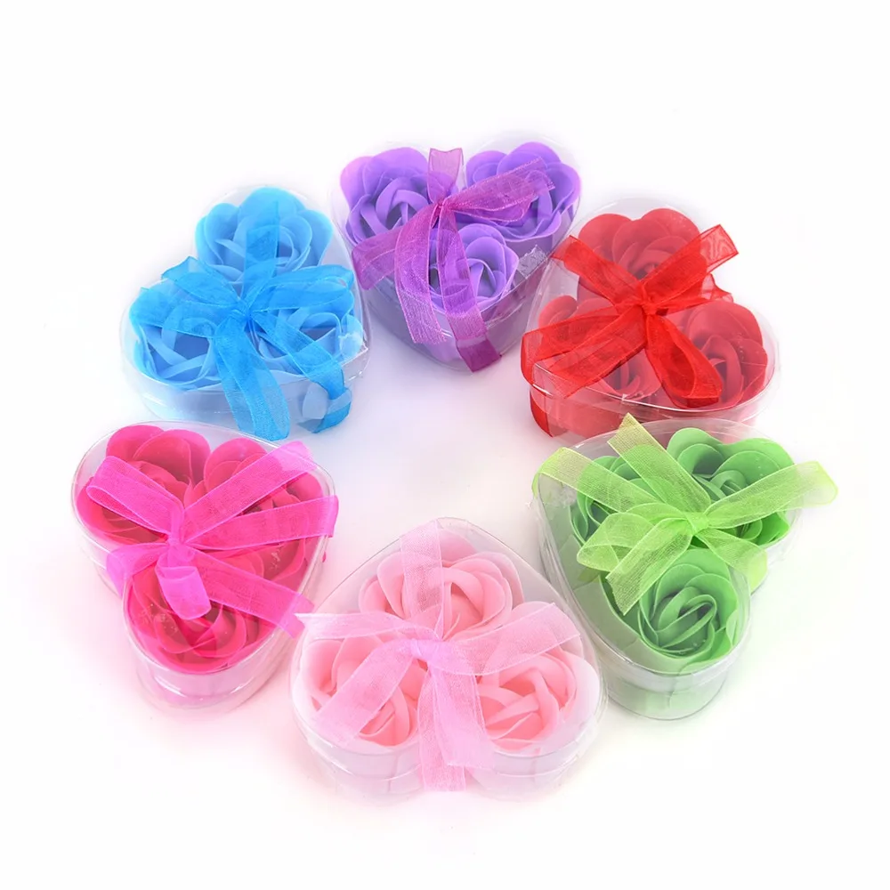 

3Pcs Heart Scented Bath Body Petal Rose Flower Soap Wedding Decoration Gift Best