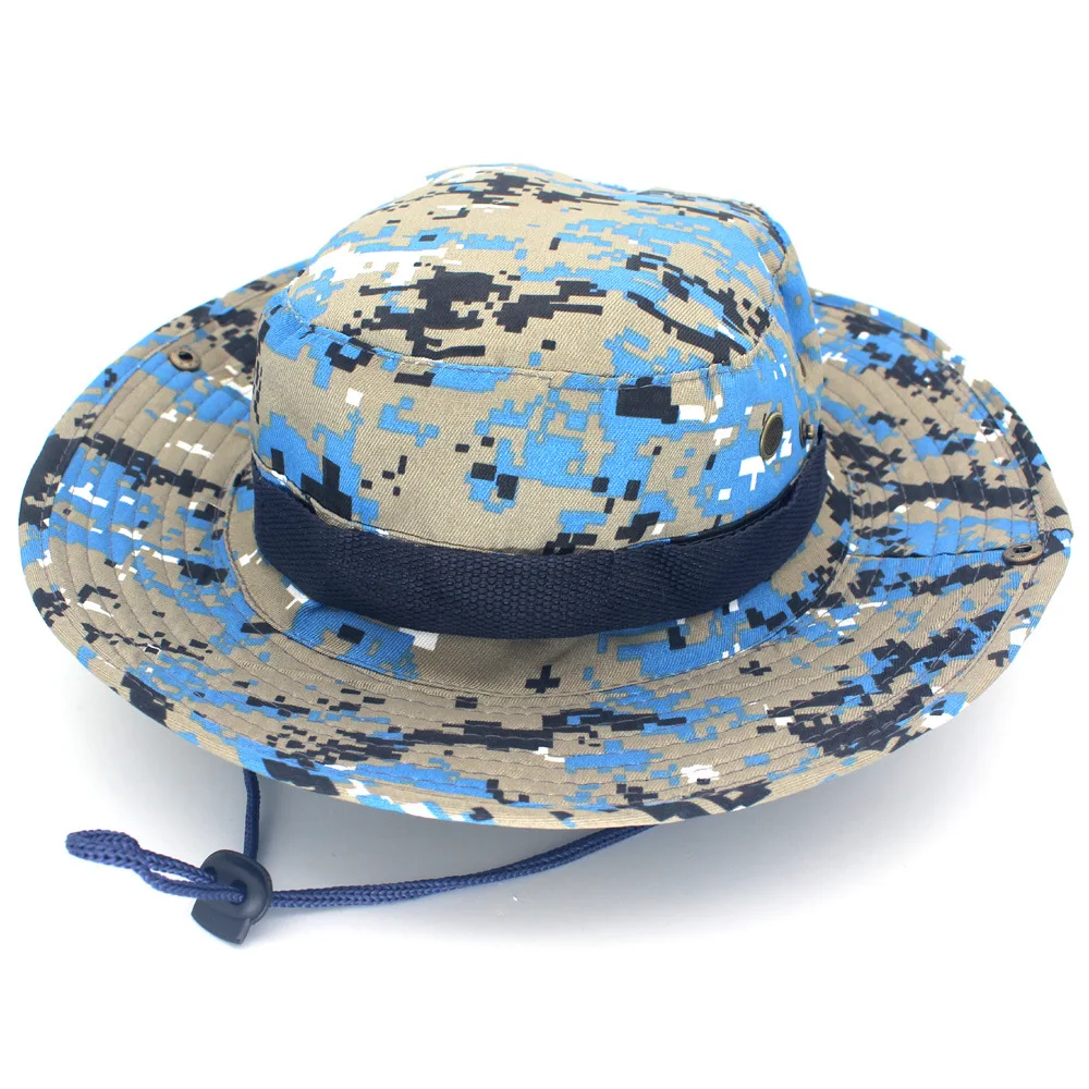 Шляпа для джунглей Bob Camo Bucket Военная Унисекс Мужская Уличная Рыбацкая хлопковая Рыболовная Шапка Chapeau Hunt Солнцезащитная шляпа для пешего туризма - Цвет: Ocean Digital