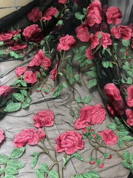 

nice looking feather embroidery tulle mesh lace fabric David-30.8804 with good quality for party dress