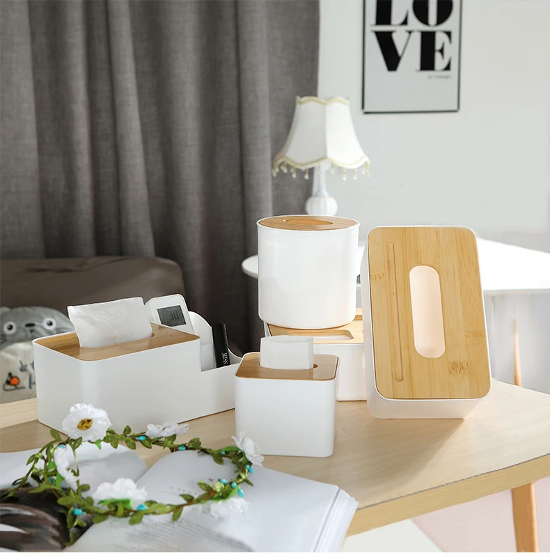 Bamboo and wood tissue box creative simple living room household drawer tray napkin remote control storage roll carton | Дом и сад