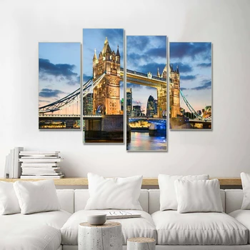 

4 Pcs London Bridge Night View HD Print Canvas Paintings Modern Home Decoration Posters And Prints Wall Art Pictures Home Decor