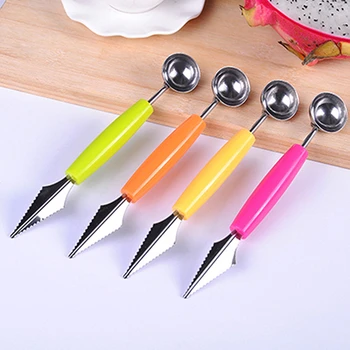 

TTLIFE Kitchen Cooking Gadgets Double Head Watermelon Melon Fruit Carving Knife Cutter Dig Ball Scoop Spoon Cold Dishes Tools