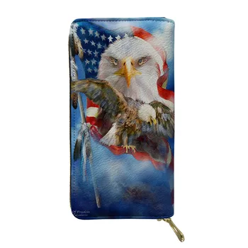

men Wallet Purse With Zipper Wallets For Credit Card holder Women flag Print Long Pu Leather wallet Fashion Money Bags Females