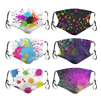 

Women Mouth Tie-dye Mask Breathable Cotton Fashion Reusable Face Wind Proof Flower Mouth Cover Dustproof Windproof 6pc