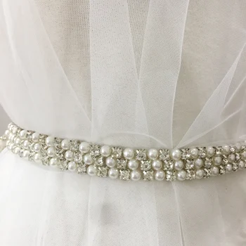

1 Yard 2cm Wide Pearl Rhinestone Beaded Lace Trim, Bridal Sash Wedding Belt Headpiece DIY Accessories