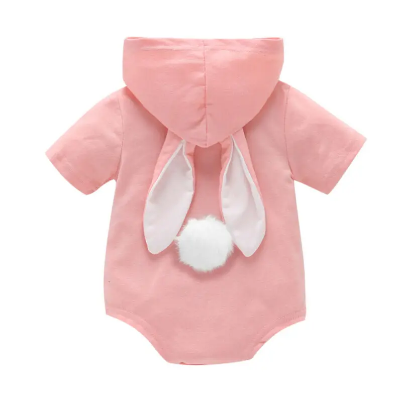 baby bodysuit Brand 0-24M Newborn Infant Baby Boy Girl Easter Short sleeve Bunny Ear Hooded Tail Jumpsuit Playsuit