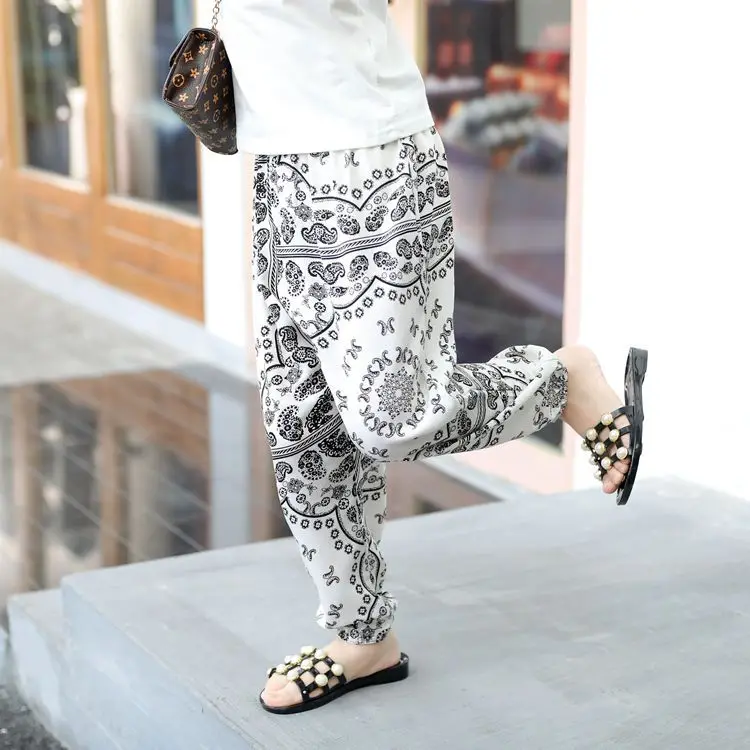 

New Style Spring And Summer Casual Pants Korean-style Trend Capri Baggy Pants Medium-small Men And Women Children Thin Bourette