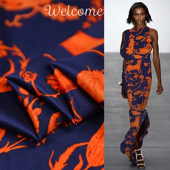 

Fashion print stretch silk satin fabric silk stretch satin charmeuse fabric,SSC457