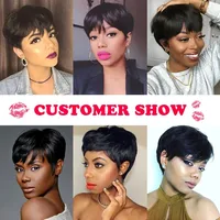 Perruques Pixie Cut pour femmes, perruque courte en cheveux humains avec frange, perruque Pixie Cut à couches, cheveux humains brésiliens 9A, perruque entièrement fabriquée à la machine 5