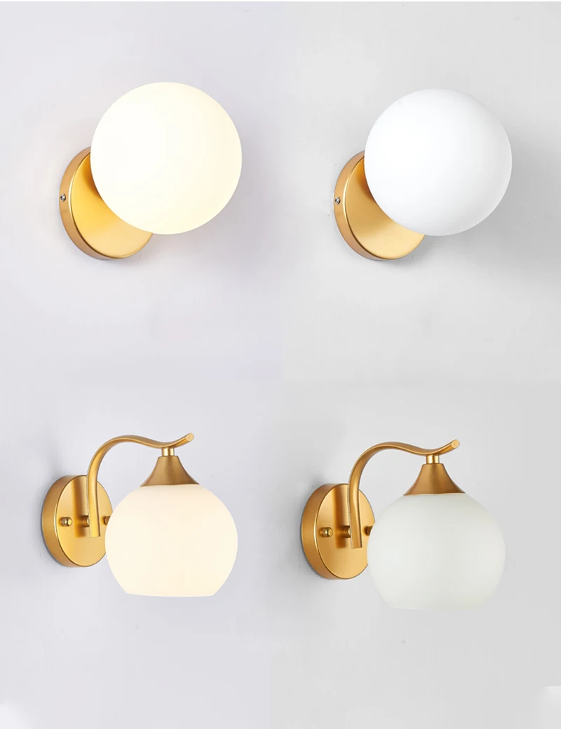 Decorative Modern Wall Lamp Glass Shade Bedside Bedroom Loft Design Up Down Iron Led Wall Lights E27 For Home Mirror