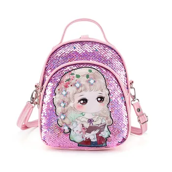 

Trend Sequins Cute Bag Leather Children's Shoulder Bag Messenger Fashion Bag cute small backpacks for girls Children's schoolbag