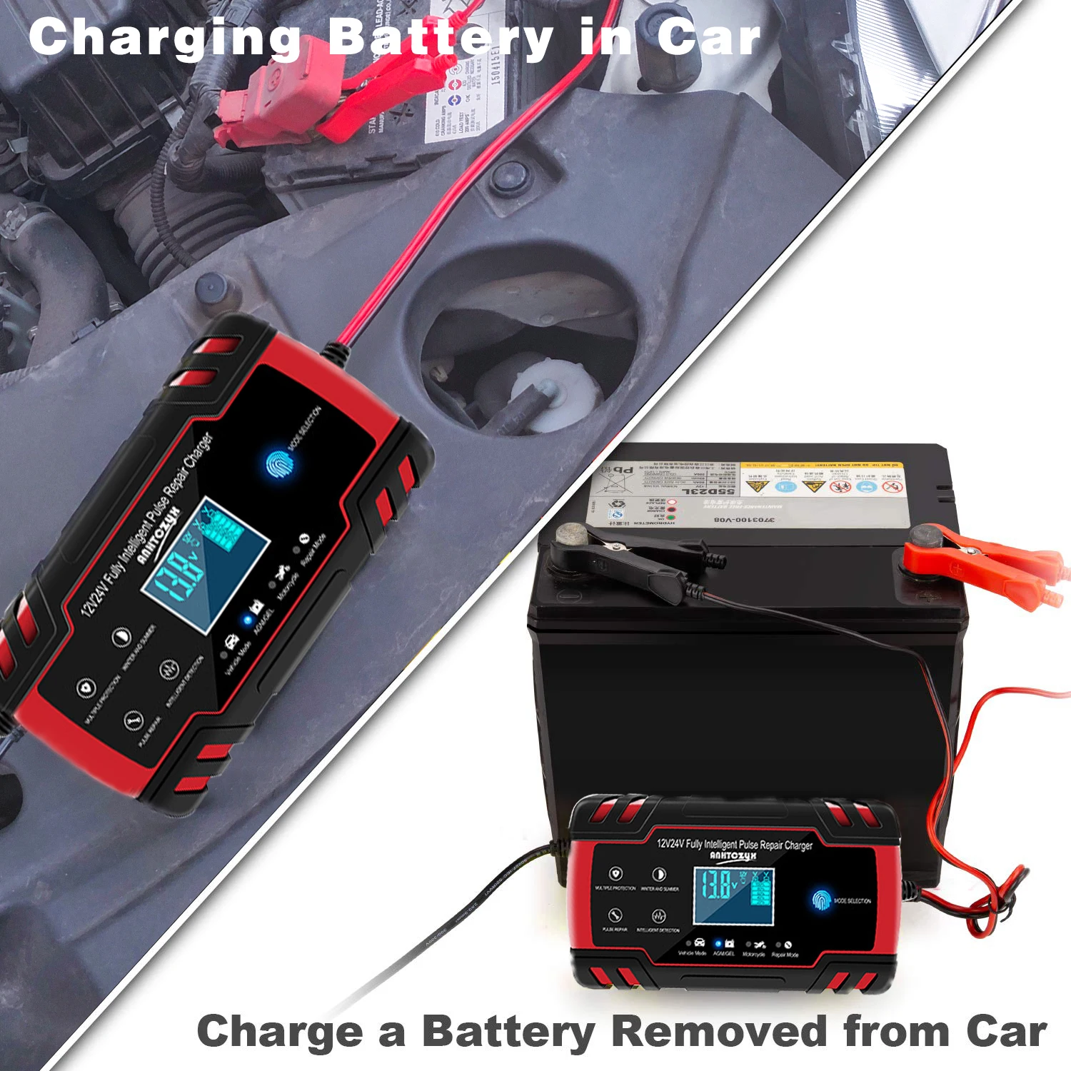 12V/8A 24V/4A импульсный ремонт Зарядное устройство с ЖК дисплей Дисплей для