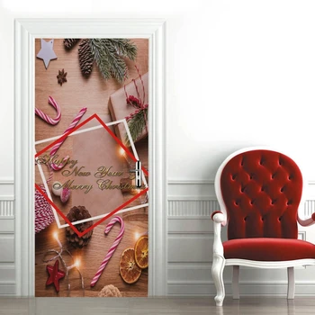 

2pcs/set Merry Christmas Refrigerator Door Sticker Waterproof Wall Mural Decal 449C