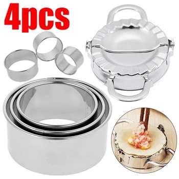

4pcs/Set Kitchenware Multifunction Stainless Steel Ravioli Mould Dumplings Cutter Dumpling Maker Form Wrapper Presser Molds