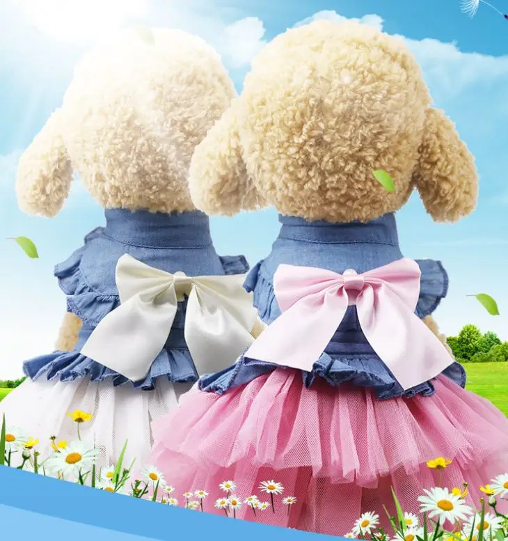

Cute Dog Clothes Denim Dress Dog Skirt Clothing Small Dog Cat Spring Summer Comfortable Clothes Supplies