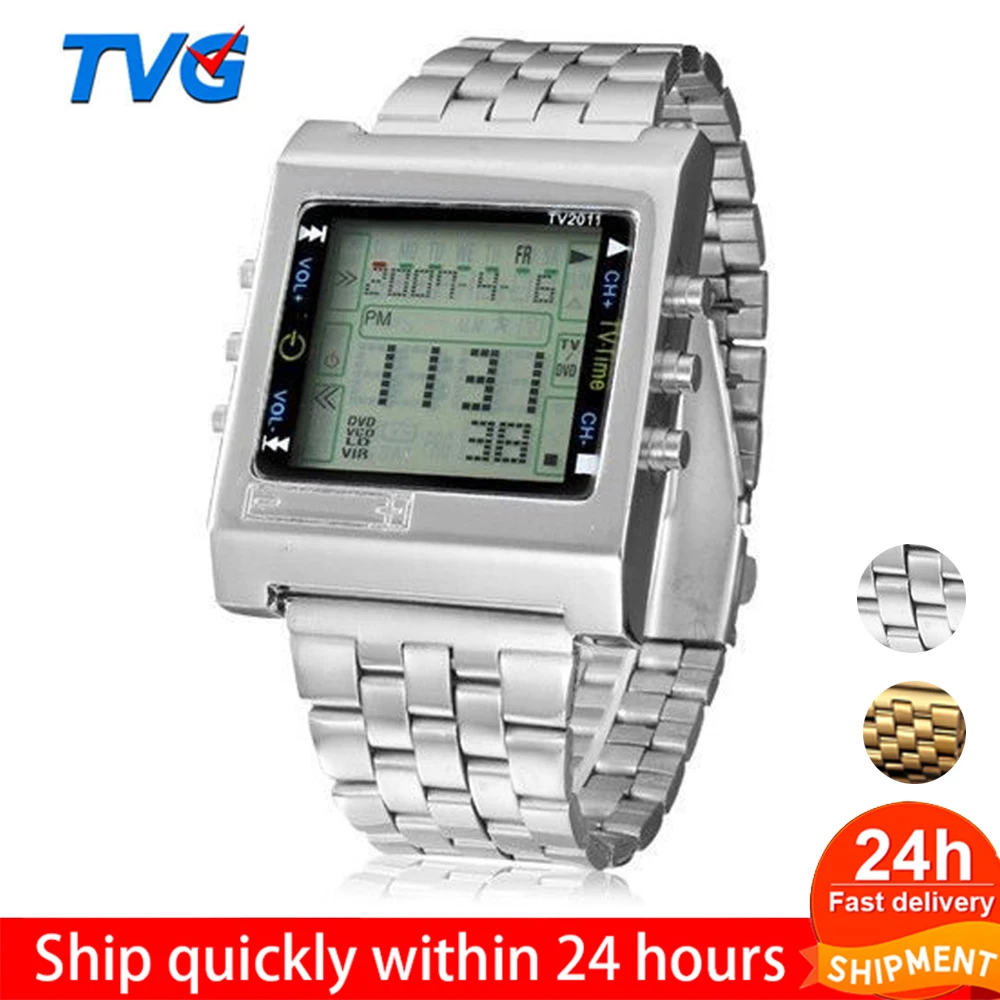 Men Watch Alarm Remote-Control TV Digital Stainless-Steel Sport Fashion Ladies New Casual