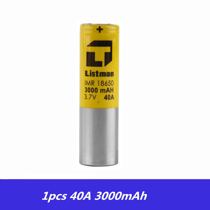 Vape батарея Listman IMR 18650 Батарея 3,7 V 30A 3500 mAh/40A 3000 mAh/60A 2600mAh перезаряжаемая литиевая батарея для электронной сигареты мод - Цвет: 40A 3000mAh