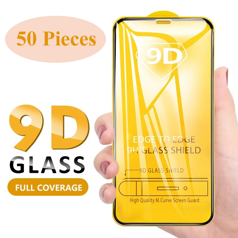 50pcs 9D Full Coverage Curved Film Tempered Glass Screen Protector For Xiaomi Redmi Note 11 Pro 11S 11E 11T 10 10S 10T 9 9A 9C | Мобильные