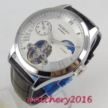 

DEBERT watch men white dial stainless steel top brand luxury fashion casual reloj hombre automatic mechanical Relogio Masculino