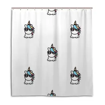 

Unicorn Glasses Shower Curtains Waterproof Durable Fabric Bathroom Shower Curtain Set Standard Size with Hooks 66X72inch