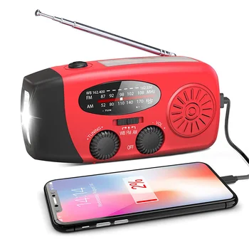 

Emergency Portable Solar AM/FM Radio with LED Flashlight Bank for Smart Phone for Outdoor Camping Traveling 1000mAh Power